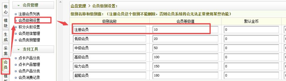 织梦后台》会员 会员级别设置 注册会员