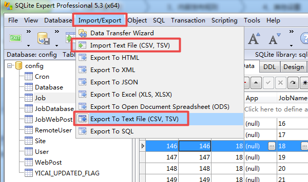sqlite导入导出数据
